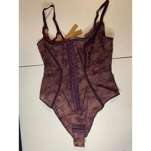 SHAPELLX Lace Shaper Bodysuit for Women BlackBerry, L